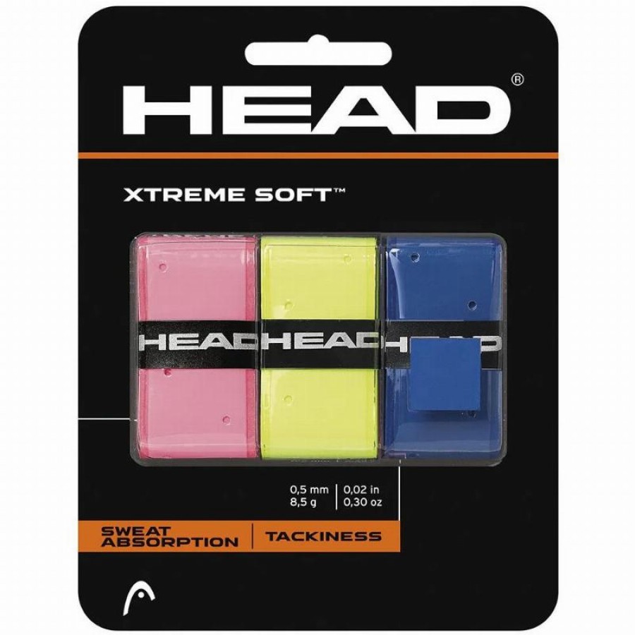 Blister Overgrips Head  Xtreme Soft Rosa Amarillo Azul 3 Unidades  Oferta + Barato