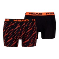 Boxer noir orange imprime tete 2 unites  Offre - Pas cher