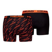 Boxer noir orange imprime tete 2 unites  Offre - Pas cher
