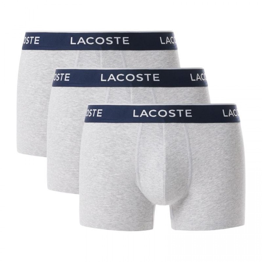 Boxers Lacoste Cinza Vigore 3 Unidades  Oferta + Barato