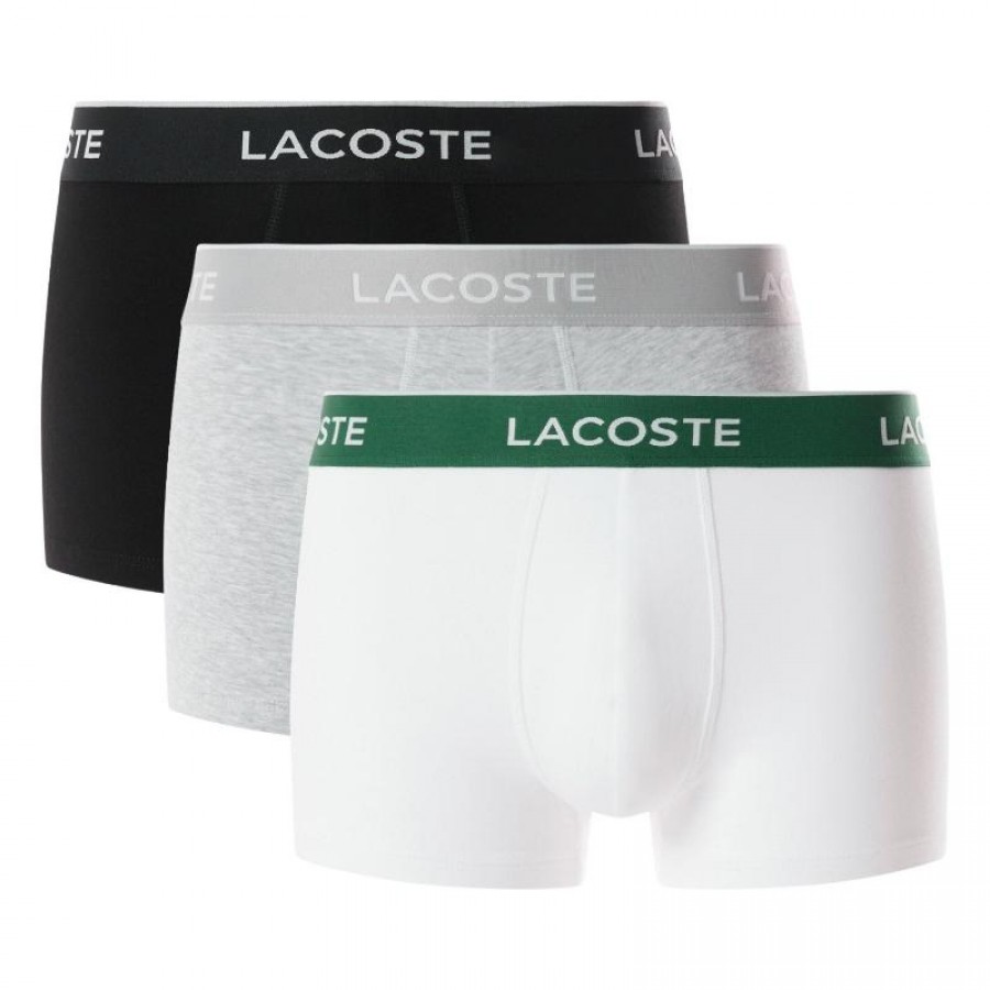 Boxers Lacoste Negro Blanco Gris Vigore 3 Unidades  Oferta + Barato