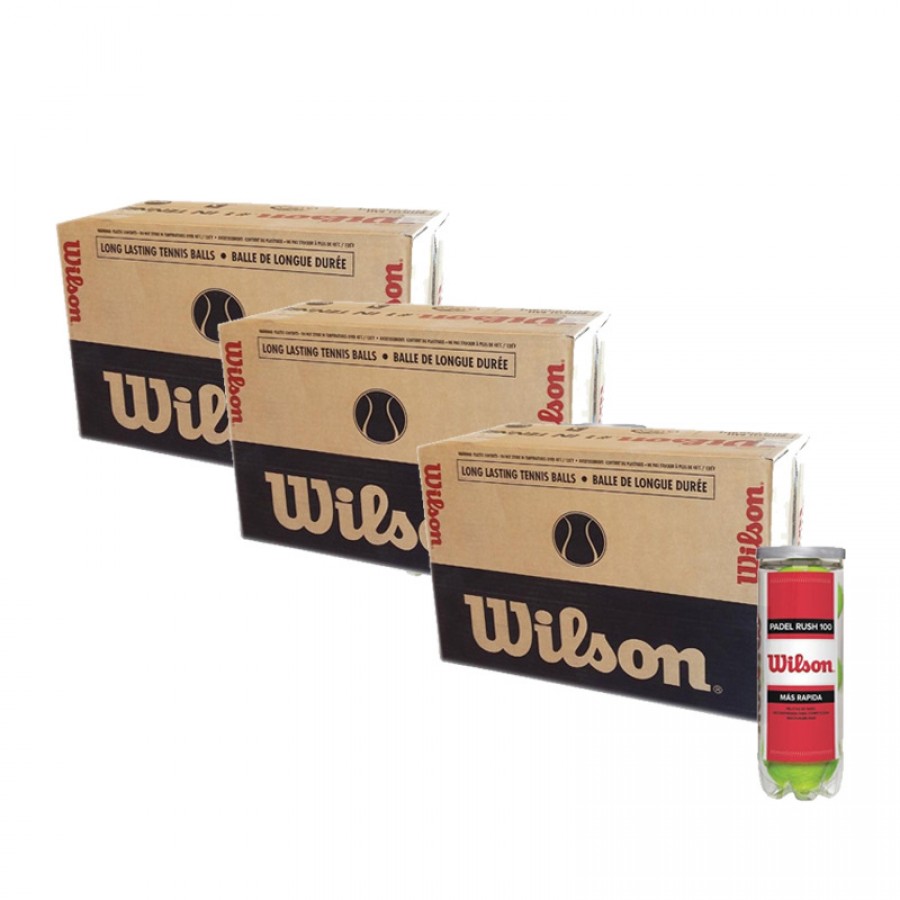 Caixa 72 Bolas - 24 Latas de 3 pecas - Wilson Rush 100 x 3 Unidades  Oferta + Barato
