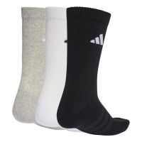 Calcetines Adidas Essentials Crew Gris Blanco Negro 3 Pares