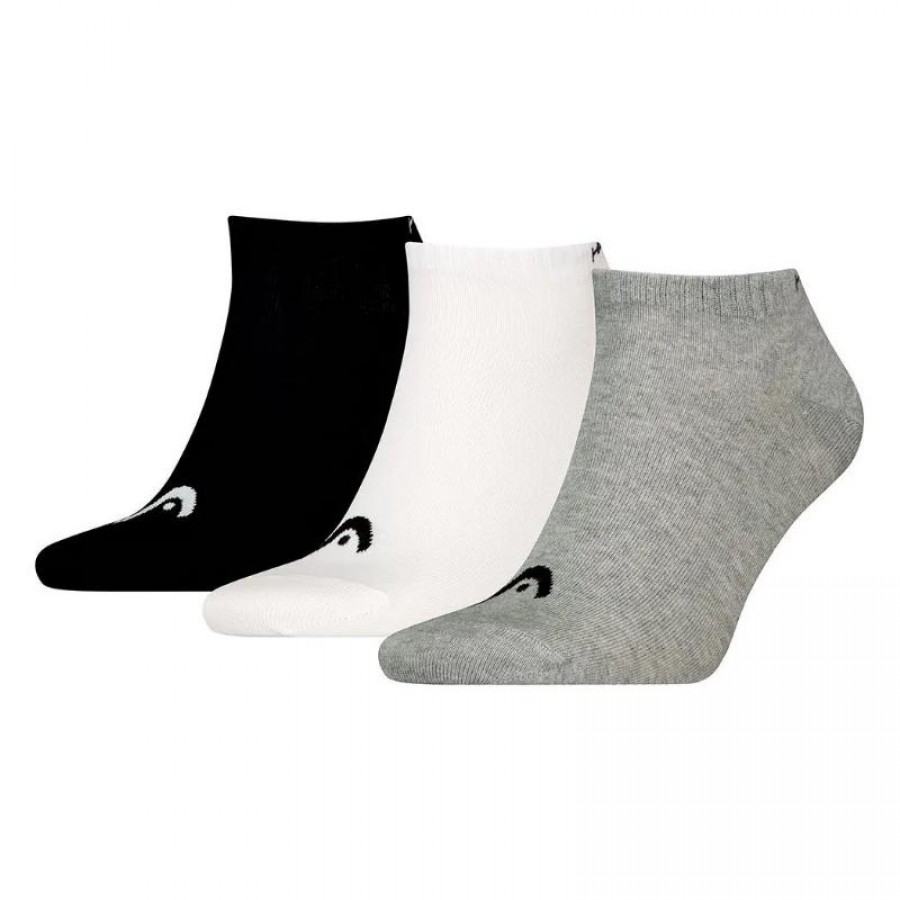 Calcetines Head All Sports Sneaker Negro Blanco Gris 3 Pares  Oferta + Barato