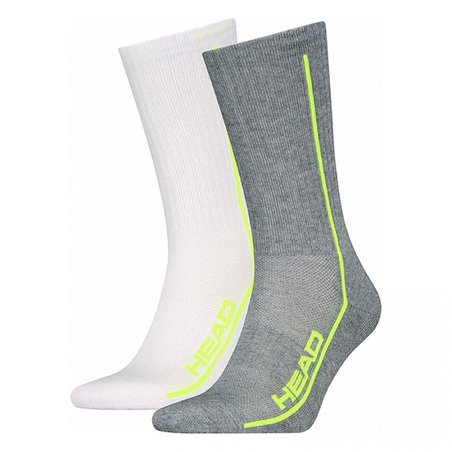 Calcetines Head Performance Crew Blanco Gris Lima 2 Pares  Oferta + Barato