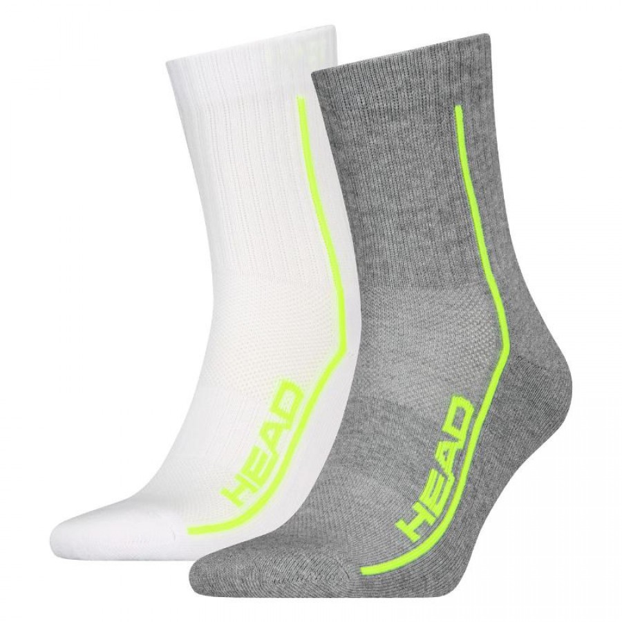 Calcetines Head Performance Short Crew Blanco Gris Lima 2 Pares  Offre - Pas cher