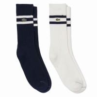 Calcetines Lacoste Corte Alto Marino Blanco 2 Pares  Oferta + Barato