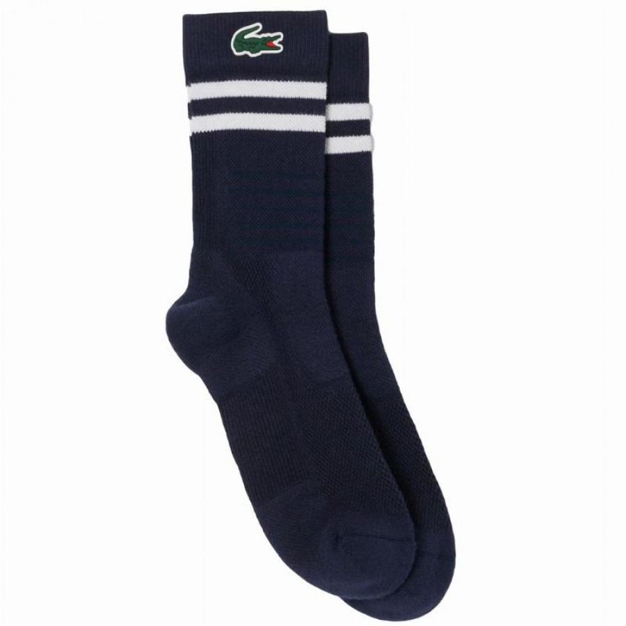 Calzini Lacoste Sport High Cut Bianco Navy 1 Paio  Offerta + Economico