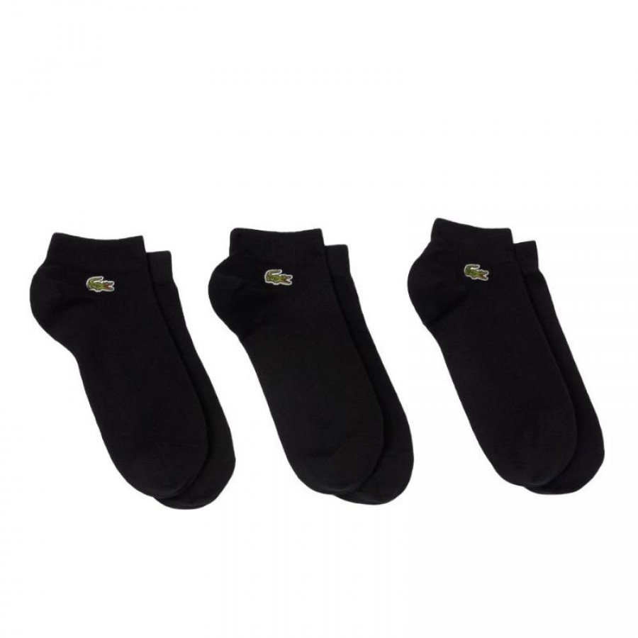 Meias Lacoste Sport Low Cut Pretas 3 Pares  Oferta + Barato