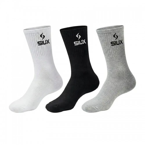 Calcetines Siux Basic 26 Caña Alta Negro Gris Blanco 3 Pares