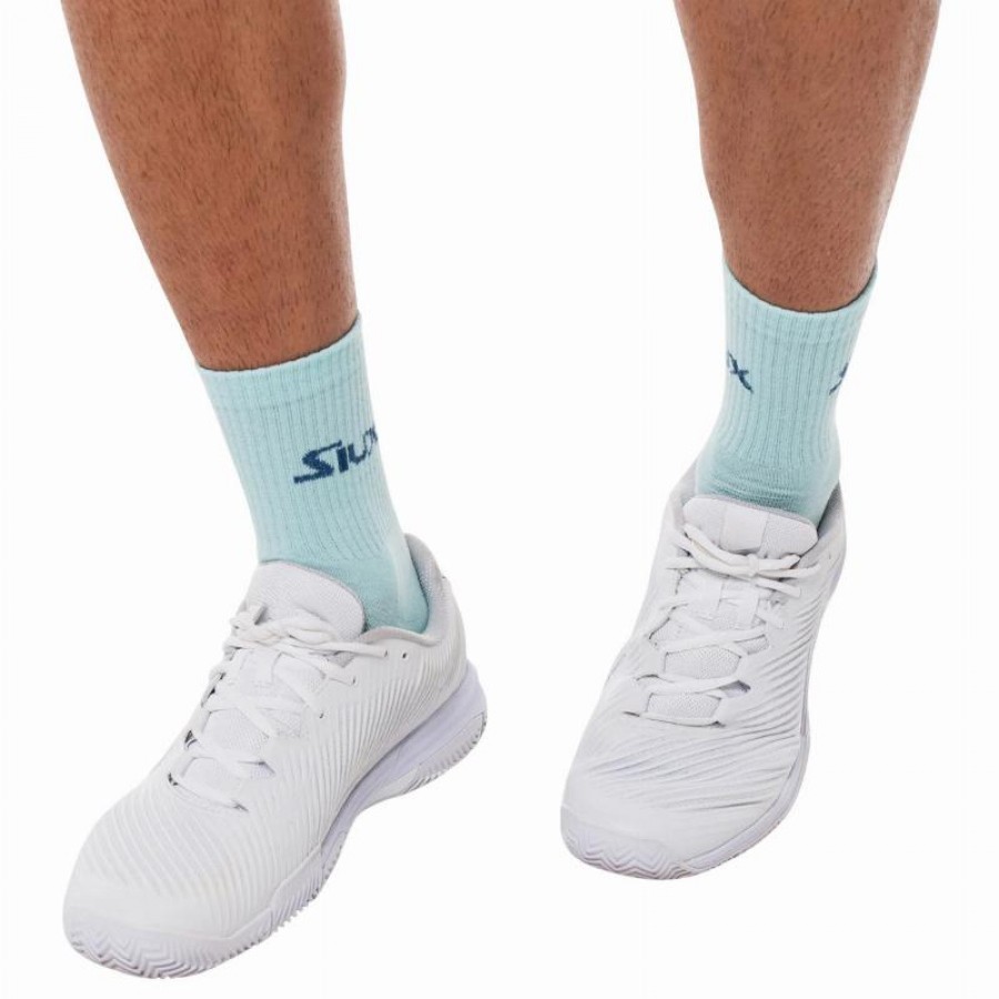 Calcetines Siux Reveal Caña Media Blanco Turquesa 2 Pares