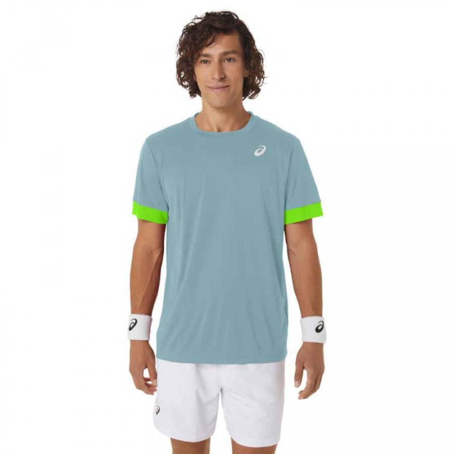 Camiseta Asics Court Azul Lima Electrico  Offer + Cheap