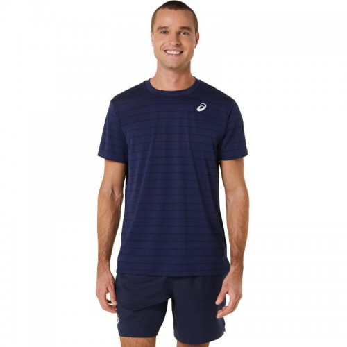 T-shirt Asics Court Stripe Marine Black T-shirt Asics Court Stripe Marine Black