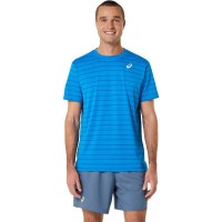 Camiseta Asics Court Stripes SS Azul  Offre - Pas cher