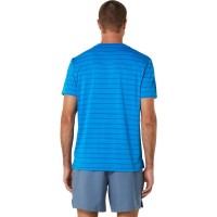 Camiseta Asics Court Stripes SS Azul  Offre - Pas cher