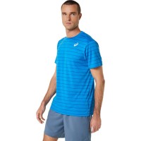 Camiseta Asics Court Stripes SS Azul  Offre - Pas cher
