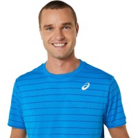 Camiseta Asics Court Stripes SS Azul  Offre - Pas cher