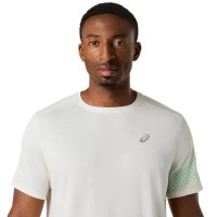Camiseta Asics Icon SS Top Blanco Crema Verde
