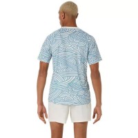 Camiseta Asics Padel Court Print SS Top Crema Azul