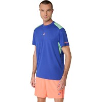 Camiseta Asics Padel Court SS Top Azul Cobalto Menta  Oferta + Barato