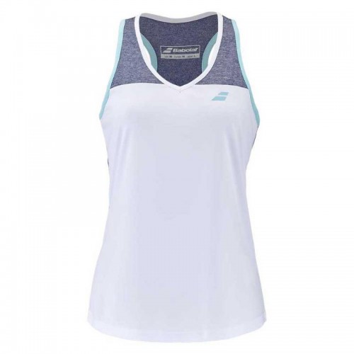 Camiseta Babolat Play Blanco Azul Mujer Camiseta Babolat Play Blanco Azul Mujer