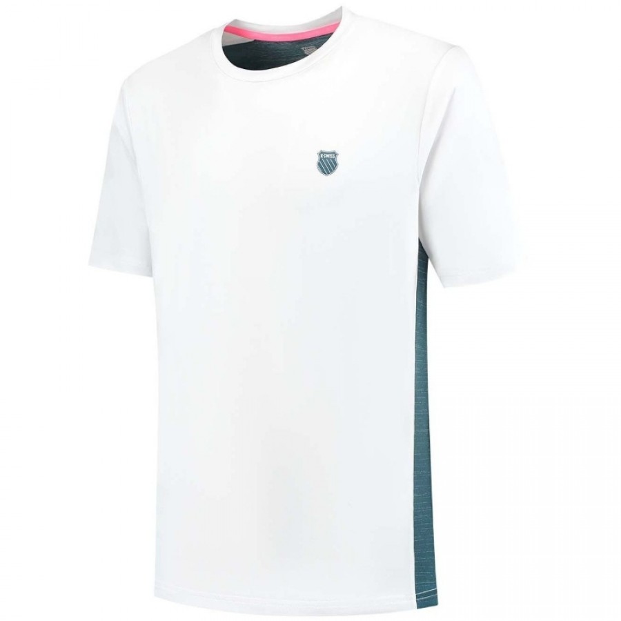 Kswiss Hypercourt Mix Melange Crew T-Shirt Bianco Verde Petrolio  Offerta + Economico