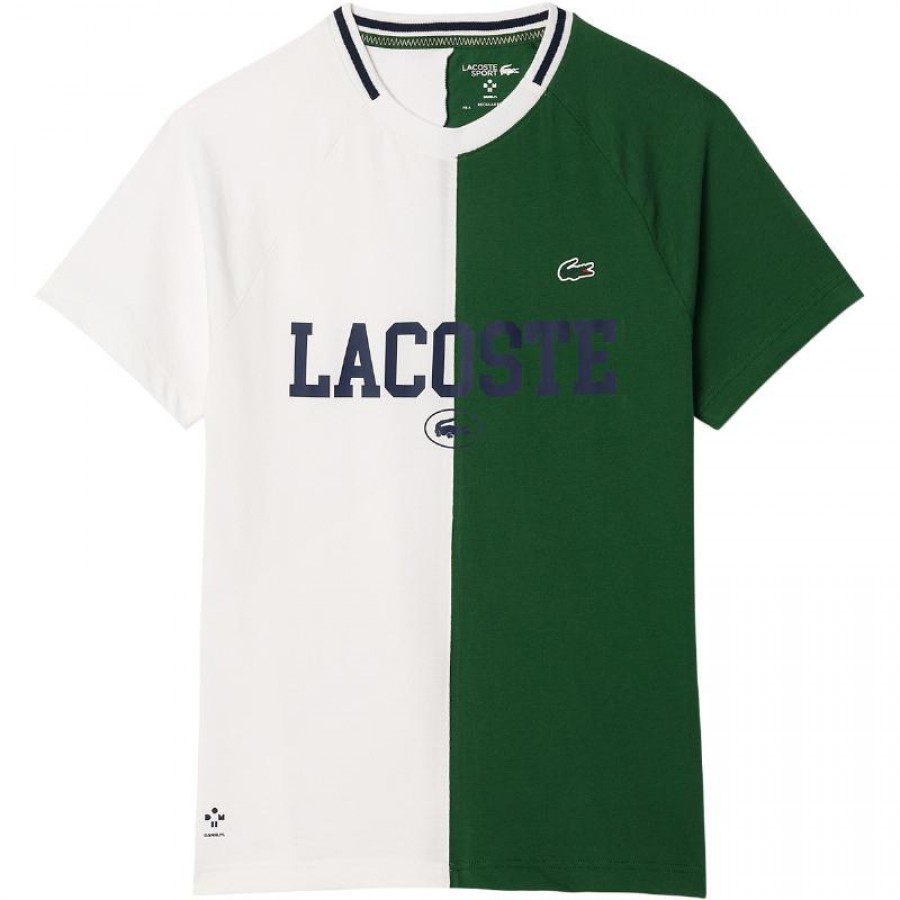 T-Shirt Lacoste Daniil Medvedev Branco Verde  Oferta + Barato