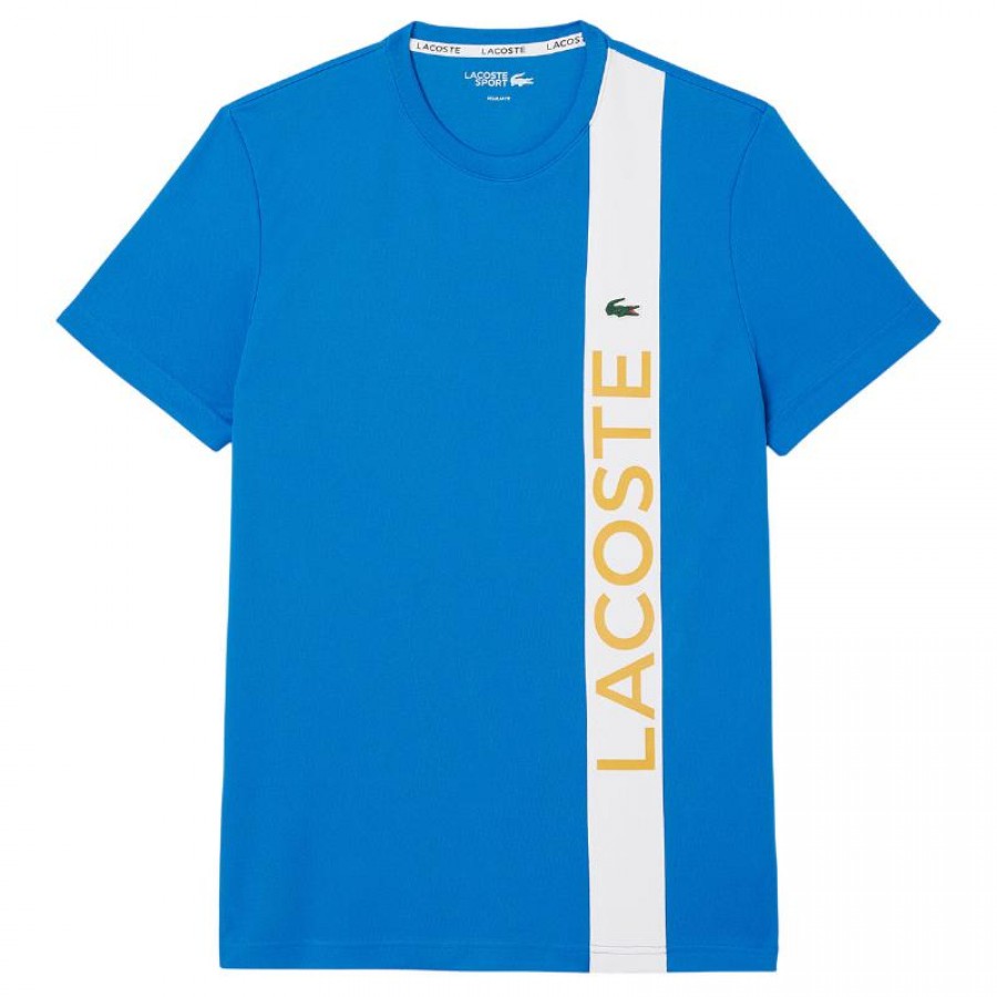 Camiseta Lacoste Sport Ultra Dry Azul Blanco  Oferta + Barato