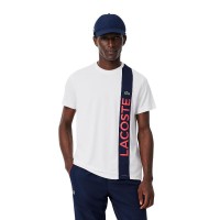 Lacoste Sport Ultra Dry White Navy Blue T-Shirt  Offer + Cheap