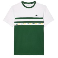T-Shirt Lacoste Ultra Dry Verde Branco  Oferta + Barato
