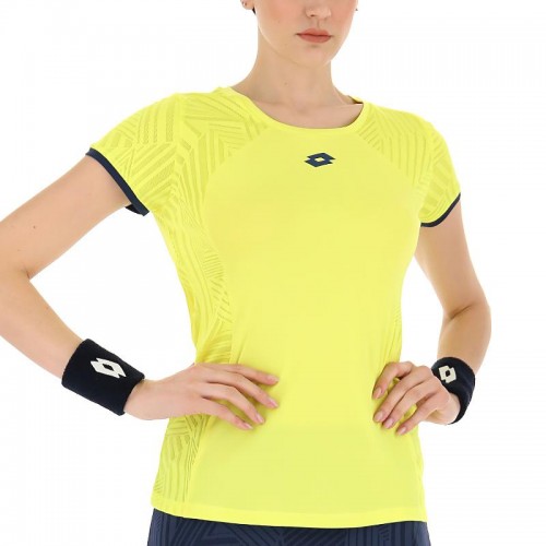 Camiseta Lotto Superrapida V Amarillo Fluor Azul Mujer Camiseta Lotto Superrapida V Amarillo Fluor Azul Mujer