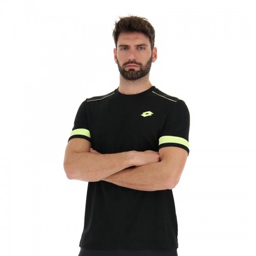 Camiseta Lotto Superrapida V Negro Amarillo Fluor Camiseta Lotto Superrapida V Negro Amarillo Fluor