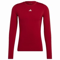 T-shirt manches longues adidas Techfit rouge  Offre - Pas cher