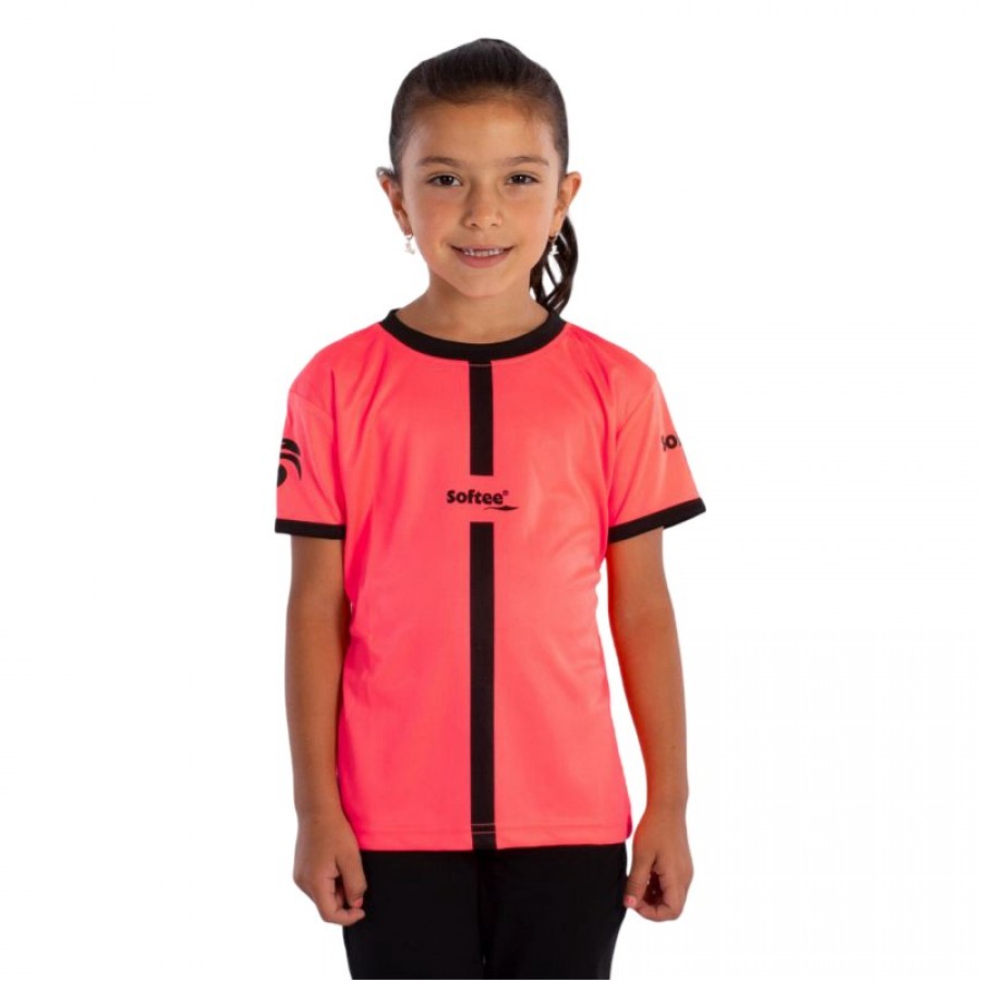 Camiseta Softee Tipex Coral Fluor Negro Junior  Oferta + Barato