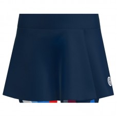 Saia Bidi Badu Nova York Estampada Ondulada Azul Escuro Vermelho