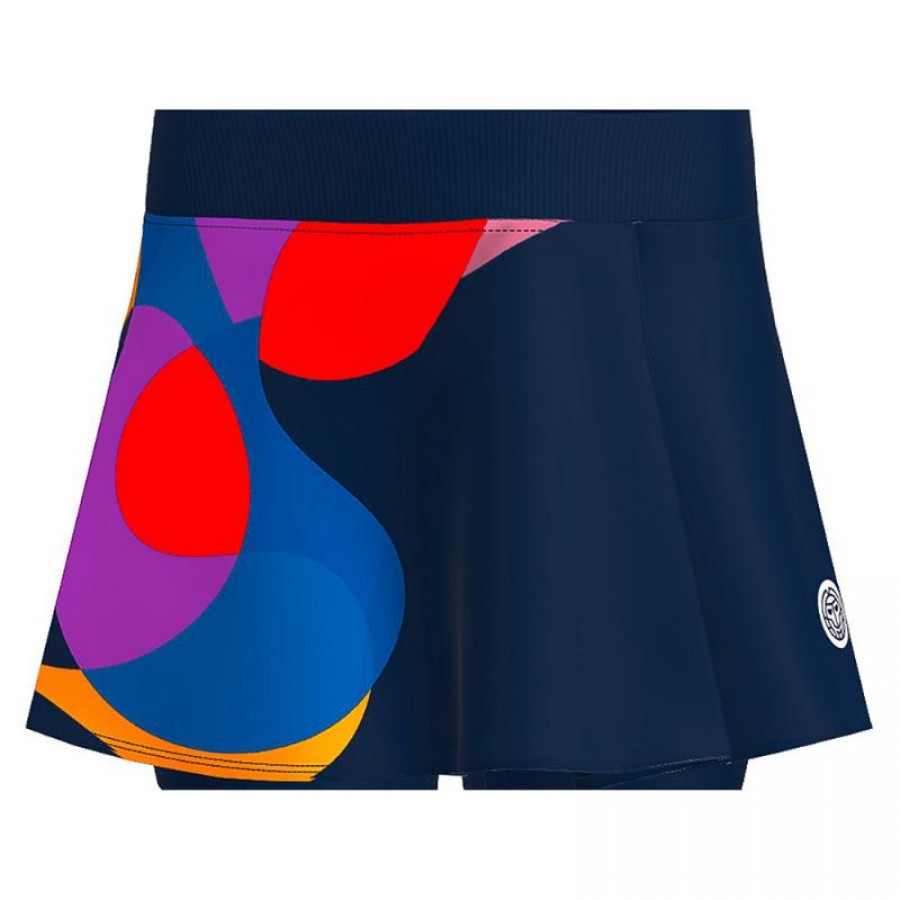 Saia Júnior Bidi Badu Twiggy Estampada Ondulada Azul Escuro Mix  Oferta + Barato