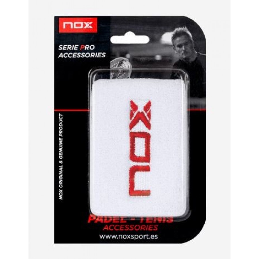 Muñequeras Nox Blanco Logo Rojo 2 Unidades  Oferta + Barato