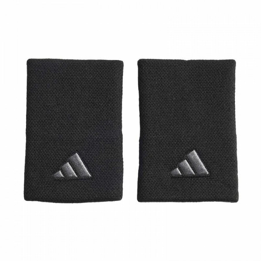 Muñequeras Adidas Largas Negro Plata 2 Unidades