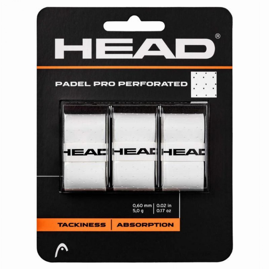 Overgrips Head Padel Pro Perforated White 3 Units  Offer + Cheap