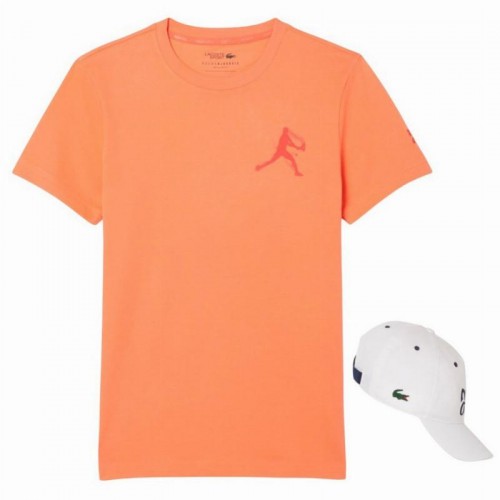 Pack Lacoste Novak Djokovic Orange T-Shirt and White Cap Pack Lacoste Novak Djokovic Orange T-Shirt and White Cap