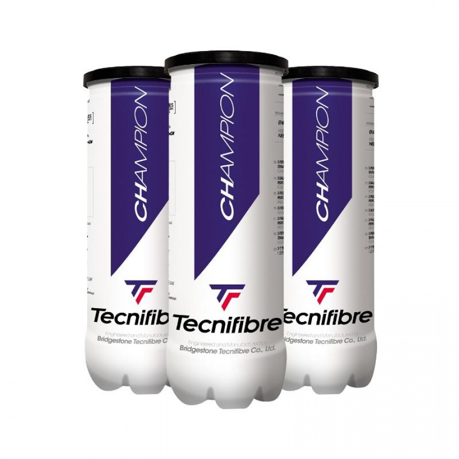 Pack of 3 Tecnifibre Champion Ball Canisters PADELPOINT Pack of 3 Tecnifibre Champion Ball Canisters