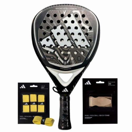 Pack Pala Adidas Bisoke Attk Carbon 2024 con Overgrips y Protector Pack Pala Adidas Bisoke Attk Carbon 2024 con Overgrips y Protector