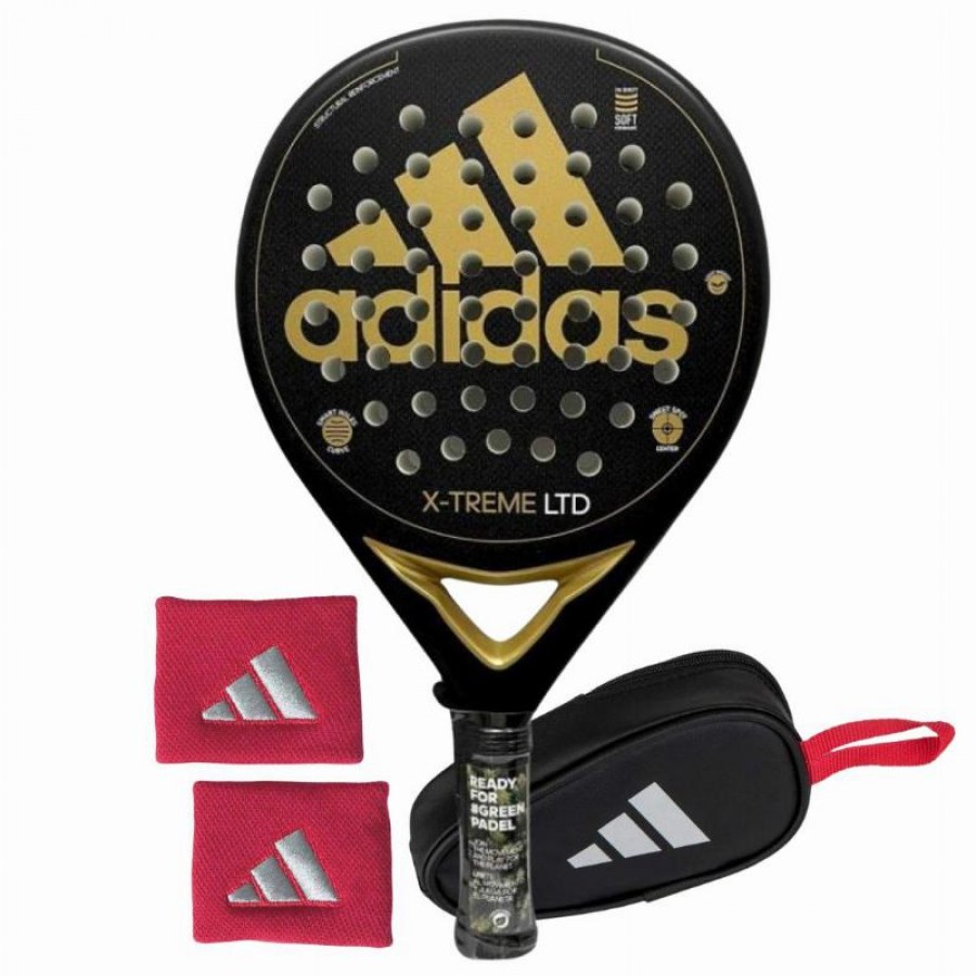 Pack Raquete Adidas X-Treme Black Gold com Porta-Moedas e Bolsas de Pulso   Oferta + Barato