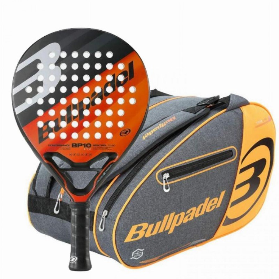 Pack Bullpadel BP10 EVO 2023 Racket and Bullpadel Orange Padel Bag   Offer + Cheap