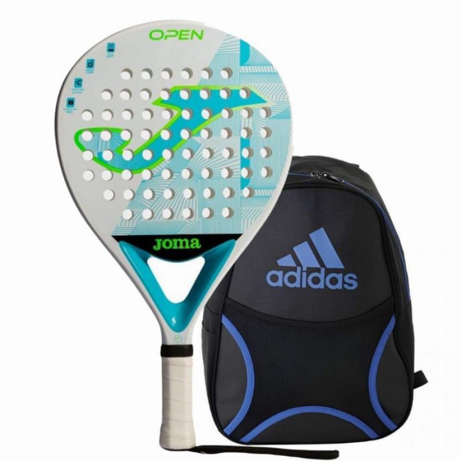 Pack Joma Open White Turquoise Fluor Paddle avec Sac à dos   Offre - Pas cher