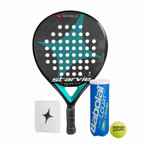Pack Pala StarVie Australis Light con Munequera y Pelotas Pack Pala StarVie Australis Light con Munequera y Pelotas