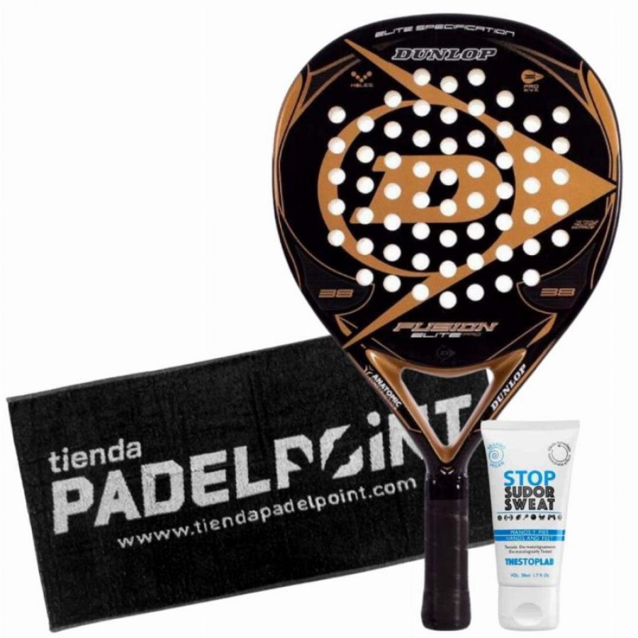 Dunlop Fusion Elite Pro Gold Paddle Pack com Toalha e Magnésio  Oferta + Barato