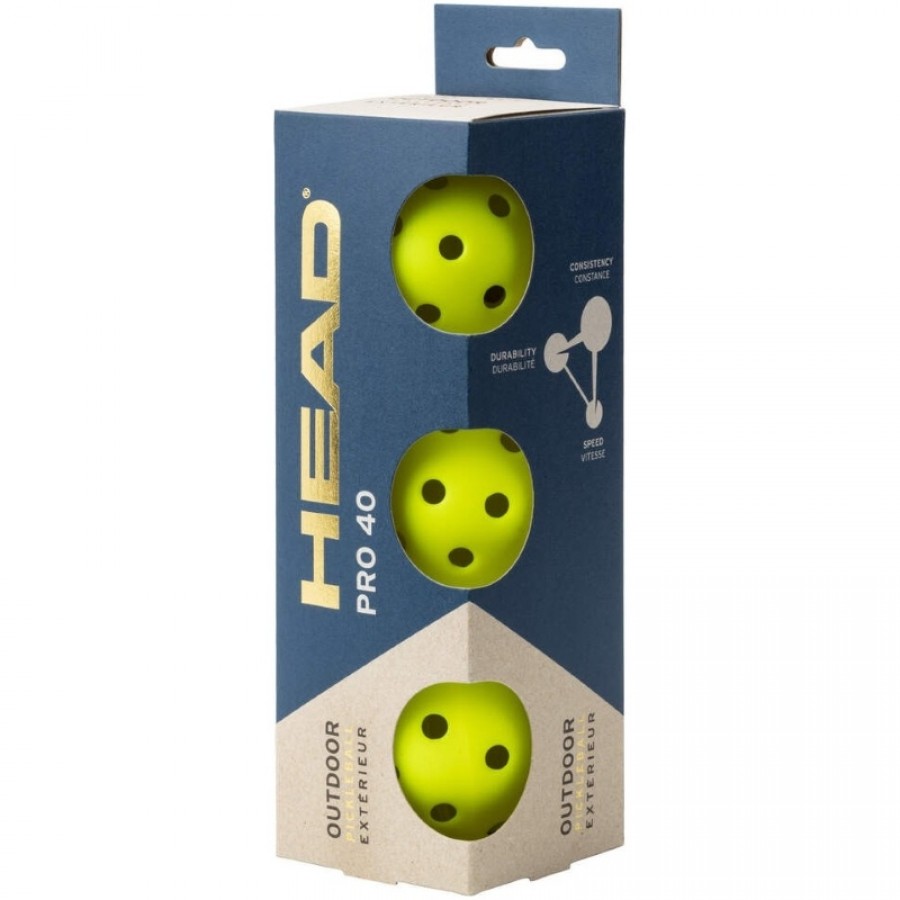 Pelotas Pickleball Head Pro 40 Outdoor 3 Unidades  Offer + Cheap