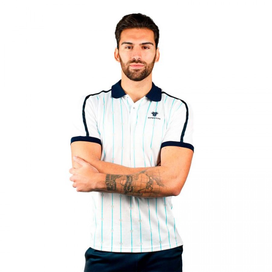Cartri Amonet Polo Blanc Bleu Marine  Offre - Pas cher