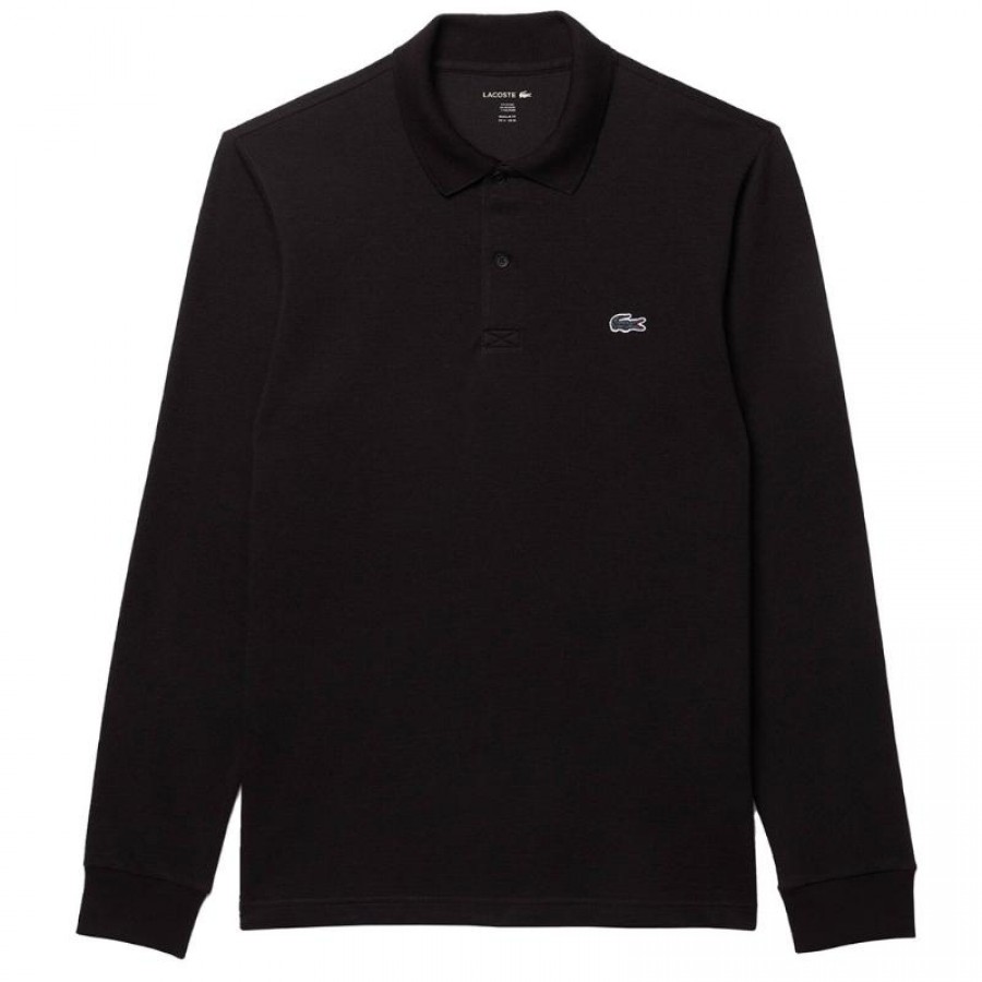 Polo Manga Larga Lacoste Regular Fit Algodon Negro  Offer + Cheap